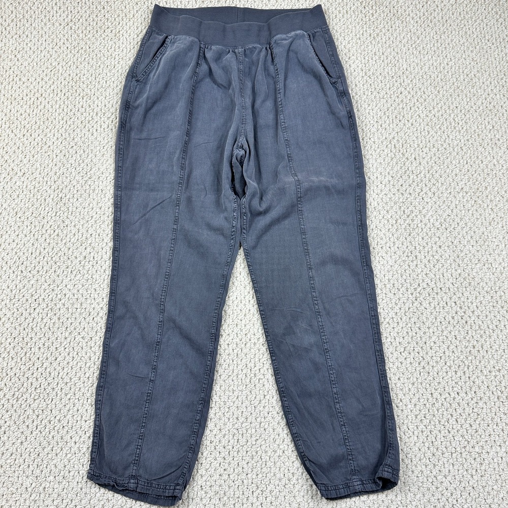 Faherty Pants Womens L Faded Black Arlie Pull-On Tapered Leg Linen Blend Joggers